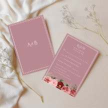 Tarjeta de respuesta de boda floral rosa polvorien