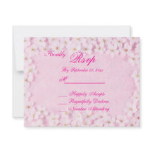 Tarjeta de respuesta de boda floral rosa romántica