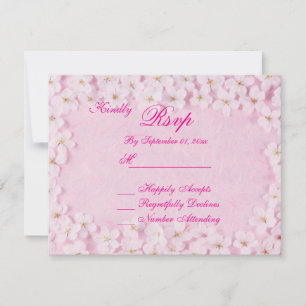 Tarjeta de respuesta de boda floral rosa romántica