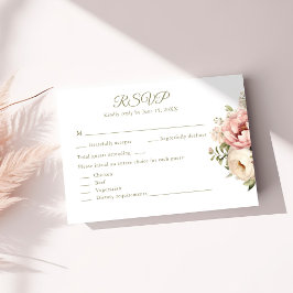 Tarjeta de respuesta de boda floral rosa romántico