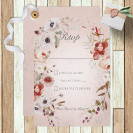 Tarjeta de respuesta de Boda floral rosa Rosa romá