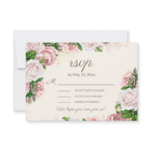 Tarjeta de respuesta de boda floral rosa sonrojado