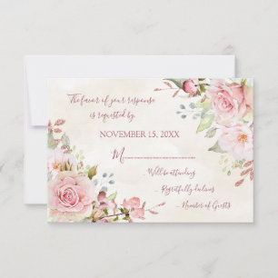 Tarjeta de respuesta de boda floral rosa vintage d
