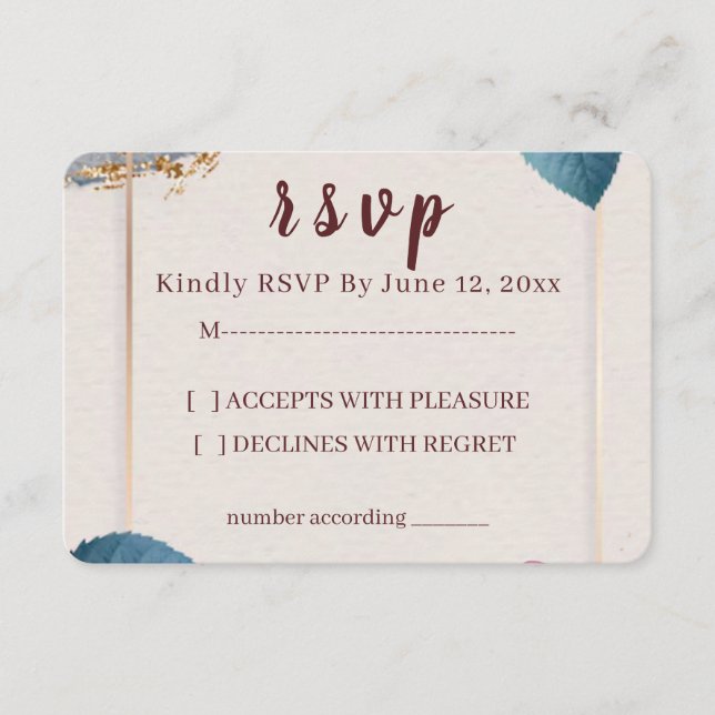 Tarjeta de respuesta de boda floral rústica (Anverso)