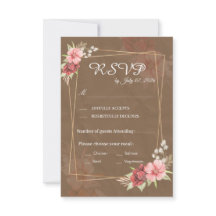 Tarjeta de respuesta de boda floral rústica
