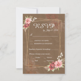 Tarjeta de respuesta de boda floral rústica