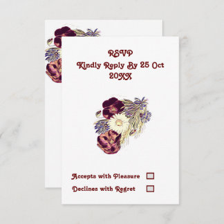 Tarjeta de respuesta de boda floral rústica elegan