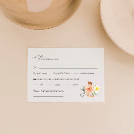 Tarjeta de respuesta de Boda floral rústica otoñal