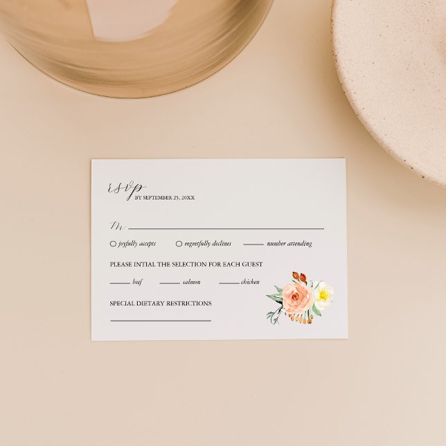 Tarjeta de respuesta de Boda floral rústica otoñal (Subido por el creador)