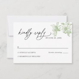 Tarjeta de respuesta de boda floral salvia victori