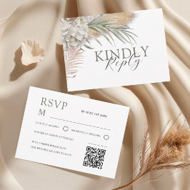 Tarjeta de respuesta de boda floral verde de salvi