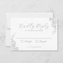 Tarjeta de respuesta de boda floral verde salvia s