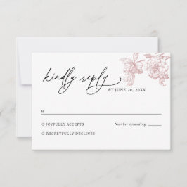 Tarjeta de respuesta de boda floral victoriana ros