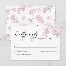 Tarjeta de respuesta de boda floral victoriana ros