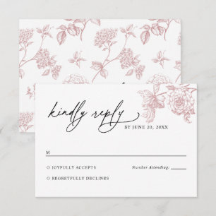 Tarjeta de respuesta de boda floral victoriana ros