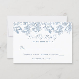 Tarjeta de respuesta de boda floral vintage