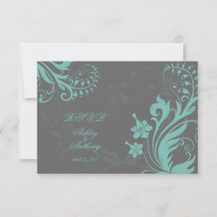 Tarjeta de respuesta de boda floral vintage de Aqu