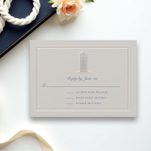 Tarjeta de respuesta de boda formal de faro náutic