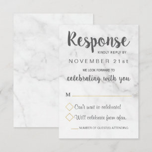 Tarjeta de respuesta de boda geométrica de mármol 