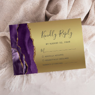 Tarjeta de respuesta de boda glam moderna de ágata
