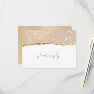 Tarjeta de respuesta de boda glamurosa de mármol d