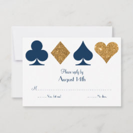 Tarjeta de respuesta de Boda Gold and Navy Blue La