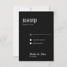 Tarjeta de respuesta de boda gótica rosa negro ele