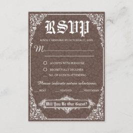 Tarjeta de respuesta de boda gótica victoriana mar