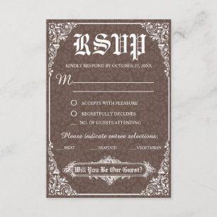 Tarjeta de respuesta de boda gótica victoriana mar