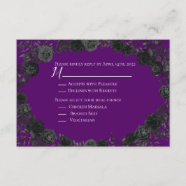 Tarjeta de respuesta de Boda gótico morado y negro