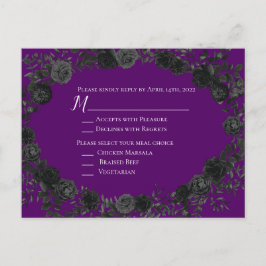 Tarjeta de respuesta de Boda gótico morado y negro