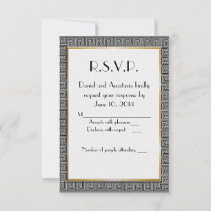 Tarjeta de respuesta de boda griega