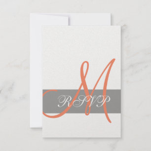 Tarjeta de respuesta de boda gris naranja Nombre