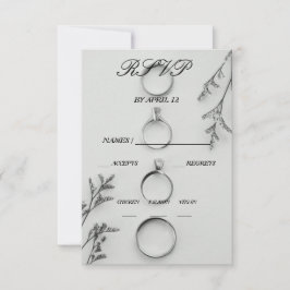 Tarjeta de respuesta de boda gris y negro elegante