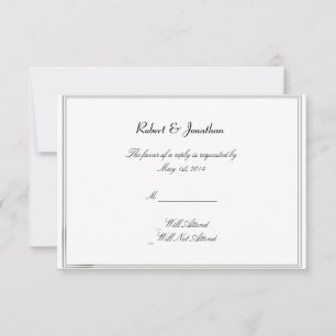 Tarjeta de respuesta de Boda Groom Elegance Groom