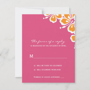 Tarjeta de respuesta de boda Hibiscus Delight - Az