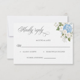 Tarjeta de respuesta de boda Hortensia Azul
