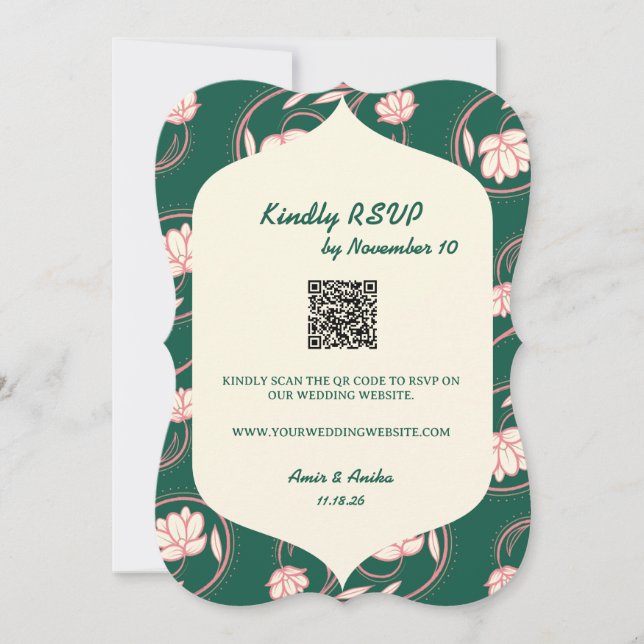 Tarjeta de Respuesta de Boda India de Linternas de (Anverso)