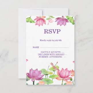 Tarjeta de respuesta de boda india de loto floral