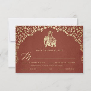 Tarjeta de respuesta de boda india, invitación bla