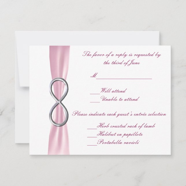 Tarjeta de respuesta de Boda Infinito Rosa (Anverso)