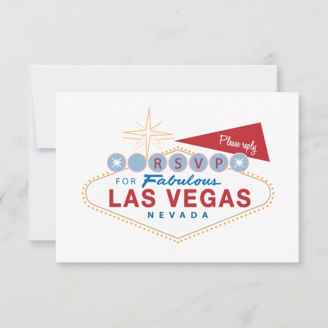 Tarjeta de respuesta de boda Las Vegas Sign RSVP | (Anverso)