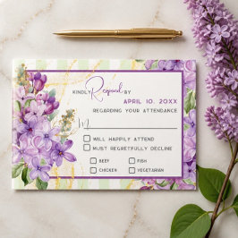 Tarjeta de respuesta de boda Lila Púrpura