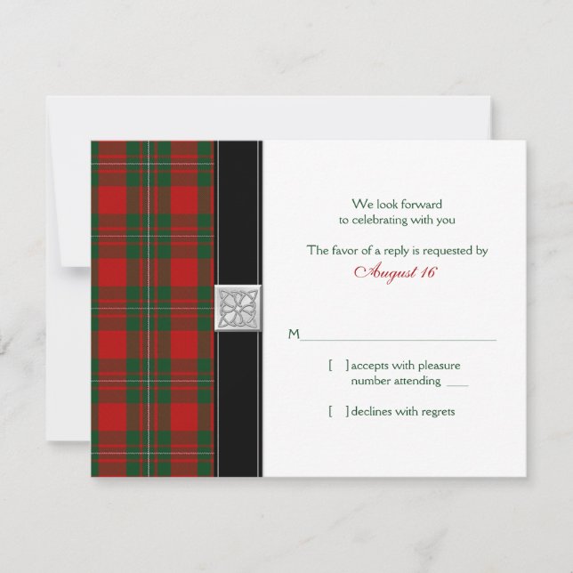Tarjeta de respuesta de boda MacGregor Tartan (Anverso)