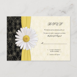 Tarjeta de respuesta de boda marfil, negro, amaril