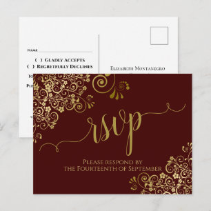 Tarjeta de respuesta de boda marrón rojizo con cal
