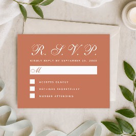 Tarjeta de respuesta de boda marrón terracota RSVP