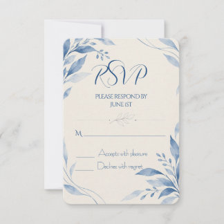 Tarjeta de respuesta de boda mediterránea con flor
