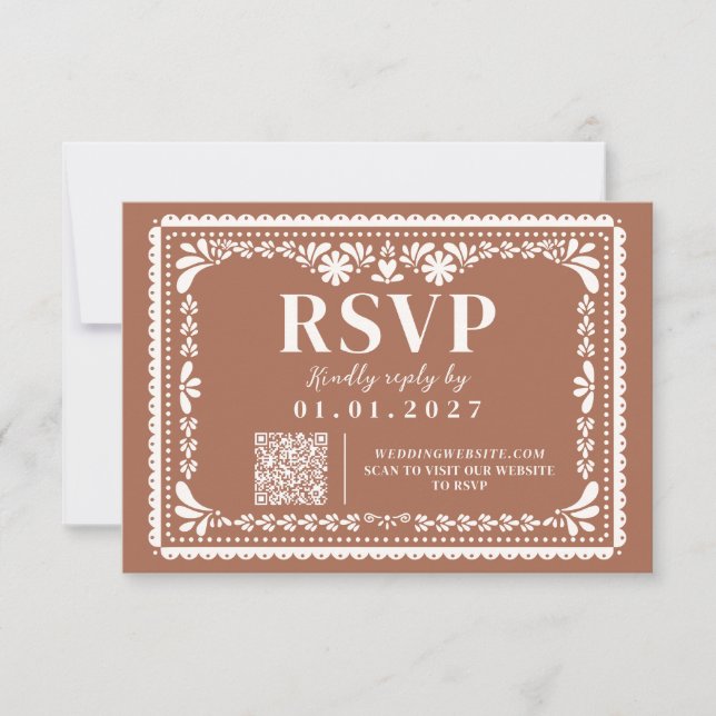 Tarjeta de respuesta de boda mexicana neutral de P (Anverso)