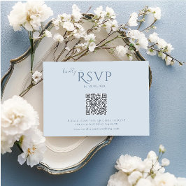 Tarjeta de respuesta de boda minimalista azul polv